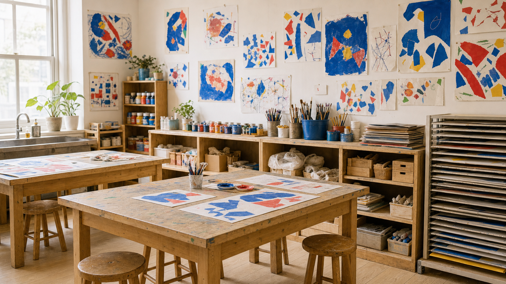 教室に展示された子どもたちの作品